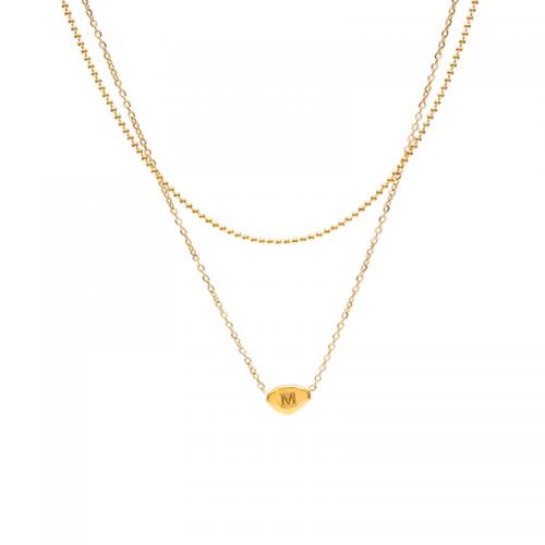 Titanstahl Halskette, mit Verlängerungskettchen von 5cm, Doppelschicht & Modeschmuck & für Frau, goldfarben, frei von Nickel, Blei & Kadmium, 8x6mm, Länge:ca. 35 cm, ca. 40 cm, verkauft von PC