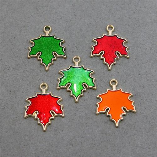 Zinc Alloy Enamel Pendants Maple Leaf KC gold color plated fashion jewelry & DIY nickel lead & cadmium free Approx Sold By Bag