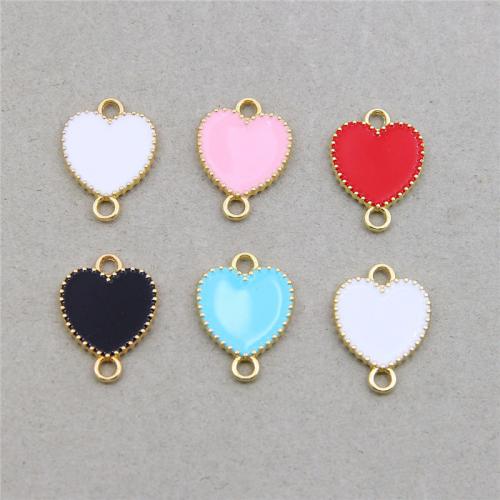 Heart Zinc Alloy Connector KC gold color plated fashion jewelry & DIY & enamel & 1/1 loop nickel lead & cadmium free Approx Sold By Bag