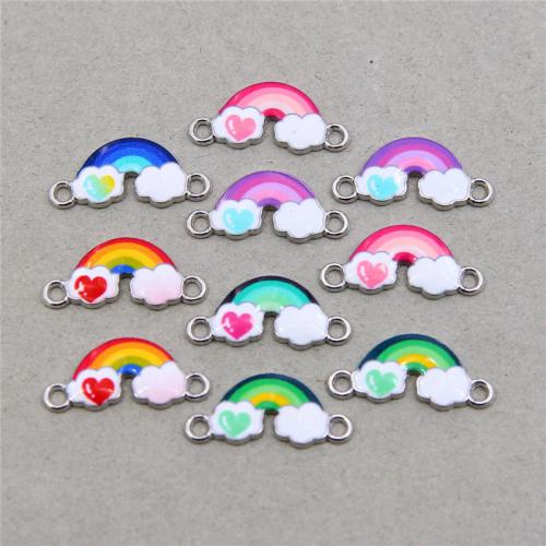 Zinc Alloy Connector Rainbow platinum color plated fashion jewelry & DIY & enamel & 1/1 loop nickel lead & cadmium free Approx Sold By Bag