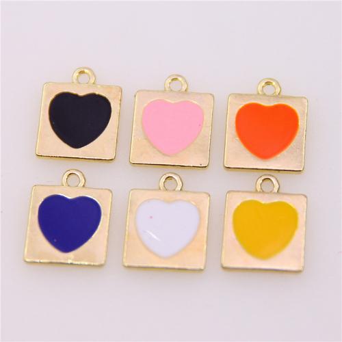 Tibetan Style Enamel Pendants, Square, KC gold color plated, fashion jewelry & DIY, more colors for choice, nickel, lead & cadmium free, 16x12x2mm, Approx 100PCs/Bag, Sold By Bag