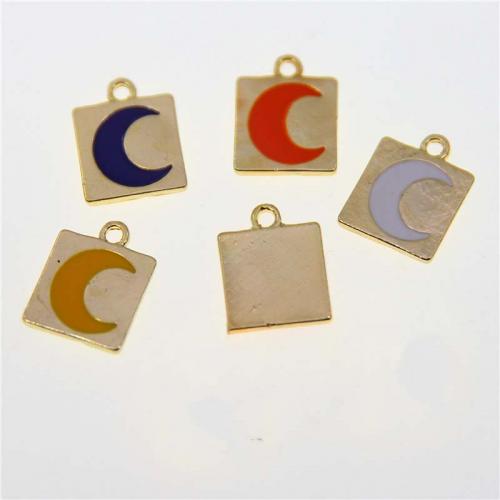 Tibetan Style Enamel Pendants, Square, KC gold color plated, fashion jewelry & DIY, more colors for choice, nickel, lead & cadmium free, 16x12x2mm, Approx 100PCs/Bag, Sold By Bag