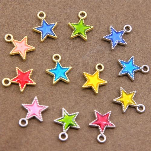 Tibetan Style Enamel Pendants, Star, plated, fashion jewelry & DIY, more colors for choice, nickel, lead & cadmium free, 14x12x3mm, Approx 100PCs/Bag, Sold By Bag