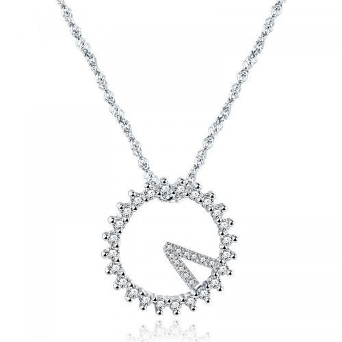 925 Sterling Silver Necklaces, fashion jewelry & for woman & with rhinestone, nickel, lead & cadmium free, Length:Approx 45 cm, Sold By PC