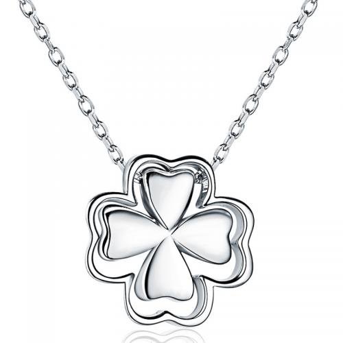 925 Sterling Silver Necklaces with 5cm extender chain Four Leaf Clover fashion jewelry & for woman nickel lead & cadmium free Length Approx 40 cm Sold By PC