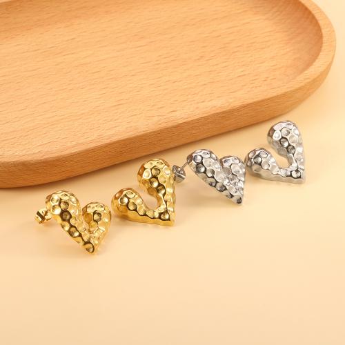 Stainless Steel Stud Earrings, 304 Stainless Steel, Heart, Vacuum Ion Plating, fashion jewelry & different styles for choice & for woman, more colors for choice, Sold By Pair