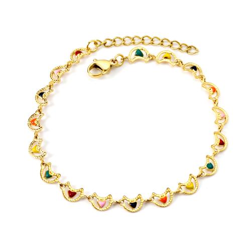 Stainless Steel Jewelry Bracelet, 304 Stainless Steel, Vacuum Ion Plating, different styles for choice & for woman & enamel, golden, Sold By Strand