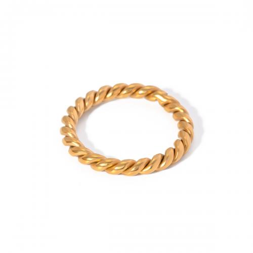 Vinger Ring in edelstaal, 304 roestvrij staal, mode sieraden & voor vrouw, gouden, width 2.6mm, Maat:6, Verkocht door PC