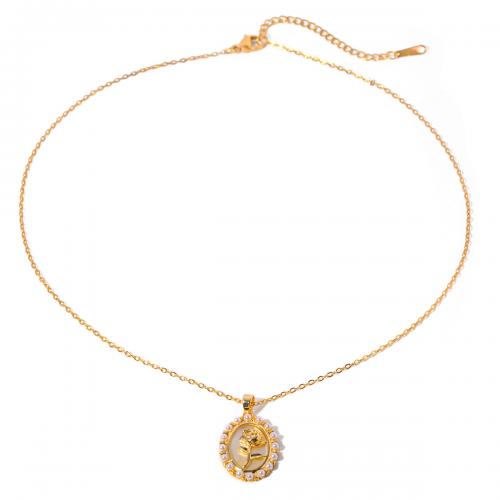Stainless Steel Jewelry Necklace, 304 Stainless Steel, with Plastic Pearl, with 5cm extender chain, 18K gold plated, fashion jewelry & for woman, golden, 21.40mm, Length:Approx 37 cm, Sold By PC