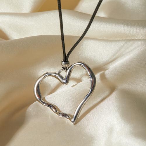Titanium Steel Necklace with Wax Cord Heart Vacuum Ion Plating fashion jewelry & for woman 39.50mm Sold By PC