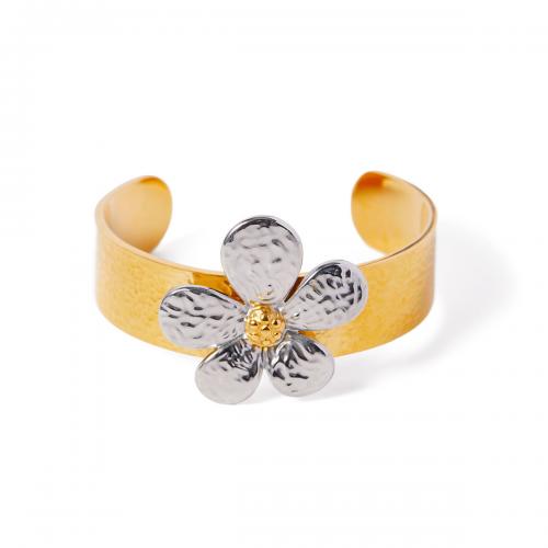 Titanium stål armbånd, Flower, 18K forgyldt, mode smykker & for kvinde, Indvendig diameter:Ca. 56mm, Solgt af PC
