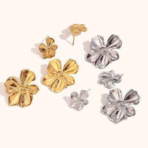 Stainless Steel Stud Earrings 316L Stainless Steel petals Vacuum Ion Plating fashion jewelry & for woman Sold By Pair