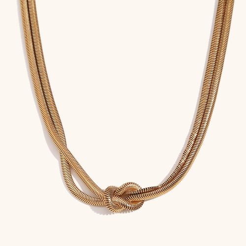Stainless Steel Jewelry Necklace 316L Stainless Steel with 5cm extender chain 18K gold plated Double Layer & fashion jewelry & for woman golden Sold Per Approx 43 cm Strand
