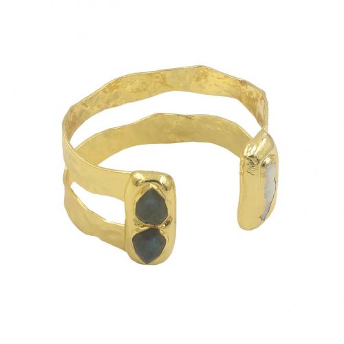 Brass Bracelet & Bangle, with Natural Stone & pearl, gold color plated, Adjustable & fashion jewelry & for woman, more colors for choice, nickel, lead & cadmium free, Inner Diameter:Approx 58mm, Sold By PC