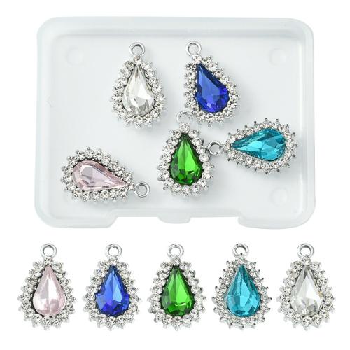 Zinc Alloy Pendant with Plastic Box silver color plated DIY & with rhinestone mixed colors Sold By Box