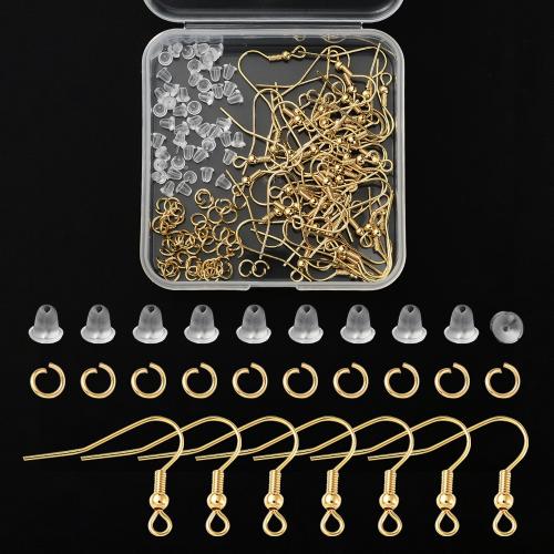 Zinklegierung Ohrring Findung Set, mit Kunststoff Kasten, goldfarben plattiert, DIY, gemischte Farben, frei von Nickel, Blei & Kadmium, 29.10x17x72mm, 50PCs/Box, verkauft von Box