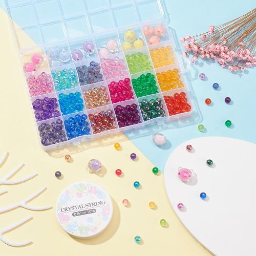 Acrylic DIY Jewelry Set, with Plastic Box & Crystal Thread, multi-colored, 190x18.50x135mm, 468PCs/Box, Sold By Box