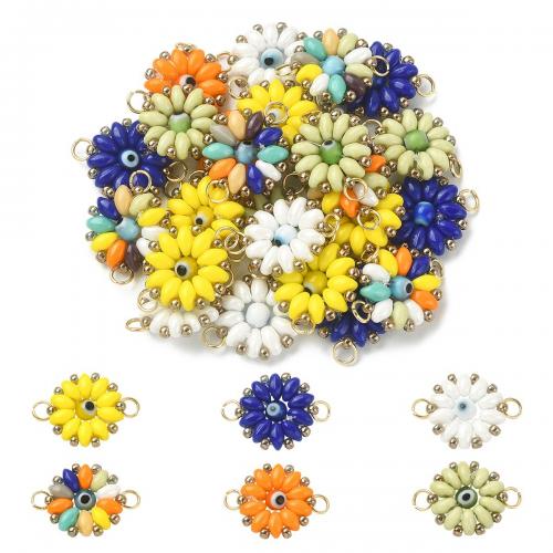 Glass Connector, Flower, gold color plated, DIY & enamel & 1/1 loop, more colors for choice, 5PCs/Bag, Sold By Bag