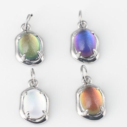 Brass Jewelry Pendants with Glass irregular silver color plated DIY nickel lead & cadmium free Sold By PC