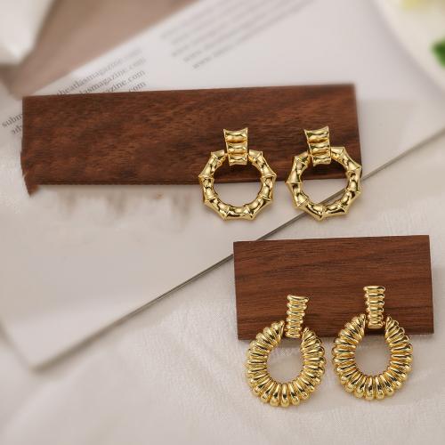 Brass Drop Earring, plated, fashion jewelry & different designs for choice, golden, nickel, lead & cadmium free, Sold By Pair