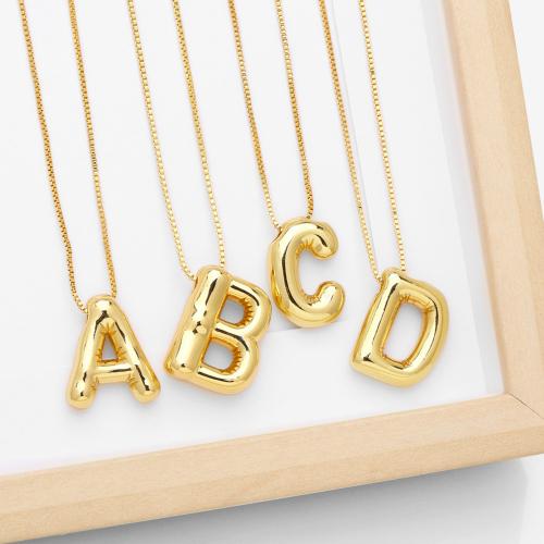 Brass Necklace with 5cm extender chain Alphabet Letter plated fashion jewelry golden nickel lead & cadmium free Length 45 cm Sold By PC