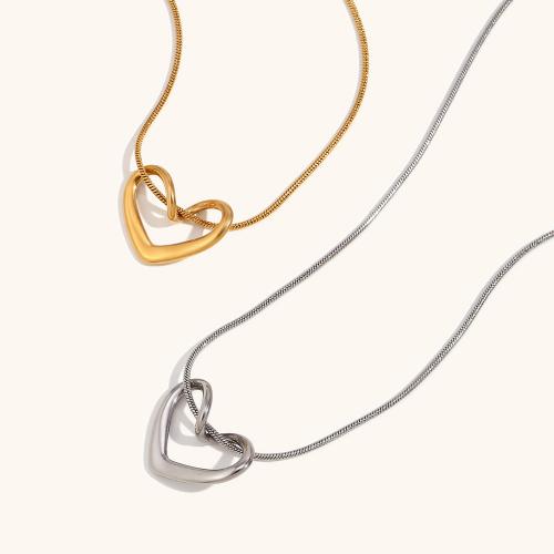Stainless Steel Jewelry Necklace 316L Stainless Steel with 5cm extender chain Heart plated fashion jewelry & for woman & hollow nickel lead & cadmium free Length Approx 40 cm Sold By PC