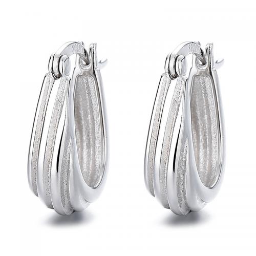 925 Sterling Silver Hoop Earrings, plated, for woman, more colors for choice, 15.80x12.80mm, Sold By Pair