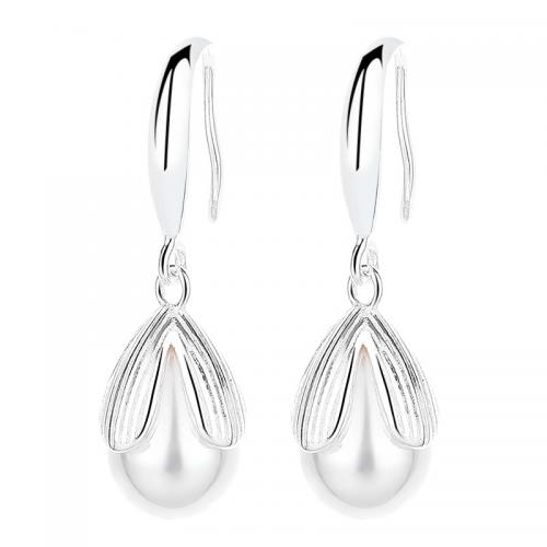 925 Sterling Silver Drop &  Dangle Earrings, plated, for woman, silver color, 26.50x8.20mm, Sold By Pair