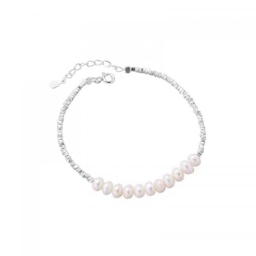 925 Sterling Silver Bangle Bracelet with Freshwater Pearl with 5CM extender chain polished for woman silver color Length Approx 16 cm Sold By PC