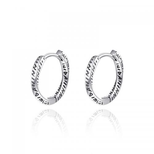 925 Sterling Silver Hoop Earrings, plated, Unisex, platinum color, 14.60x16mm, Sold By Pair
