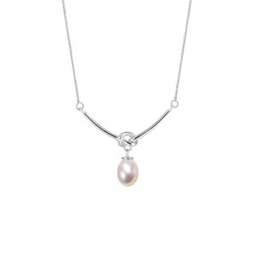 925 Sterling Silver Necklaces with Freshwater Pearl with 5CM extender chain polished for woman Length Approx 40 cm Sold By PC