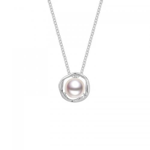 925 Sterling Silver Necklaces, with Plastic Pearl, with 5CM extender chain, polished, for woman, silver color, Length:Approx 40 cm, Sold By PC