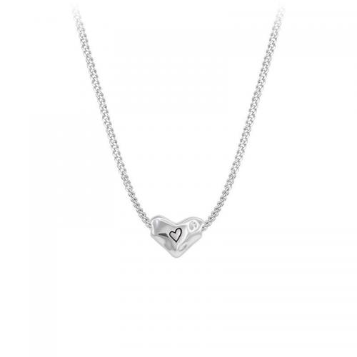 925 Sterling Silver Necklaces, with 5CM extender chain, polished, for woman, silver color, Length:Approx 40 cm, Sold By PC