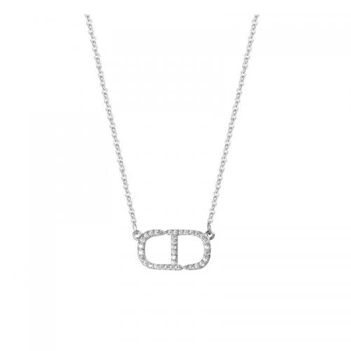 Cubic Zircon Micro Pave 925 Sterling Silver Necklace with 5CM extender chain polished micro pave cubic zirconia & for woman Length Approx 40 cm Sold By PC