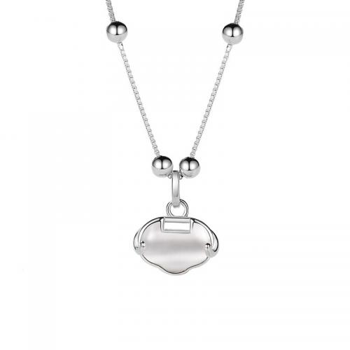 Colares de esterlina de prata, 925 prata esterlina, with 5CM extender chain, polido, para mulher, cor de platina, comprimento Aprox 40 cm, vendido por PC
