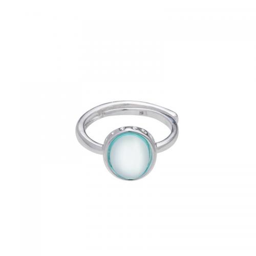 925 Sterling Silver Finger Rings, with Aquamarine, polished, different styles for choice & for woman, silver color, Sold By PC