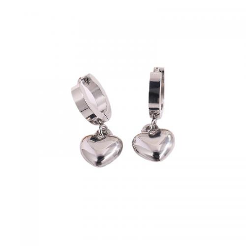 Huggie Hoop Drop Earring, 304 Stainless Steel, plated, different styles for choice & for woman, silver color, Sold By Pair