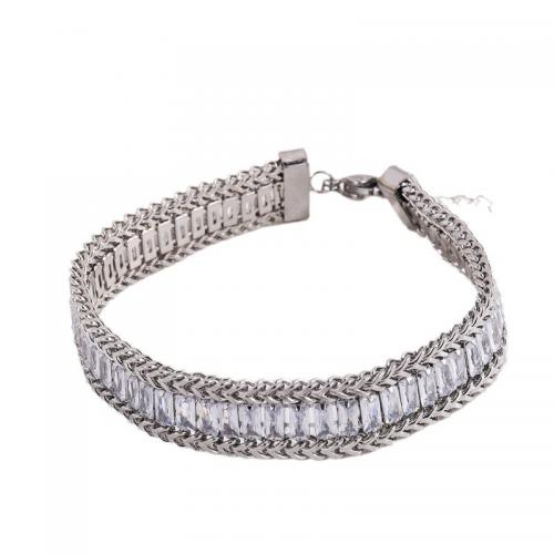 Stainless Steel Jewelry Bracelet 304 Stainless Steel plated for woman & with rhinestone Sold By PC