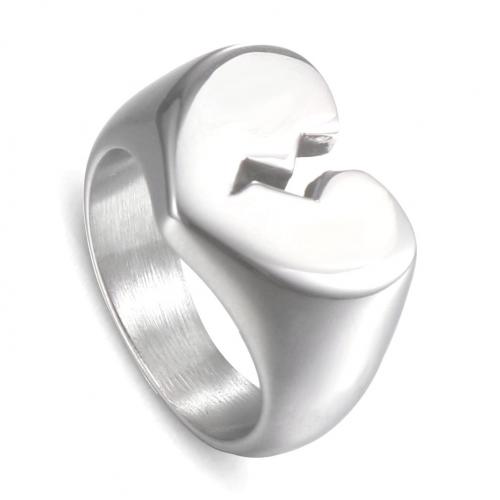 Nerezová ocel 316 Prst prsten, Srdce, hand leštěný, různé velikosti pro výběr & pro ženy, Původní barva, Velikost:6-9, Prodáno By PC