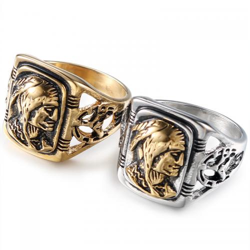 Titanium Steel Finger Ring Character plated vintage & for man & blacken US Ring Sold By PC