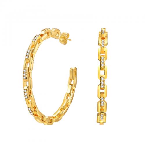 Latão Brinco, cobre, joias de moda & para mulher & com strass, dourado, níquel, chumbo e cádmio livre, 50.40mm, vendido por par