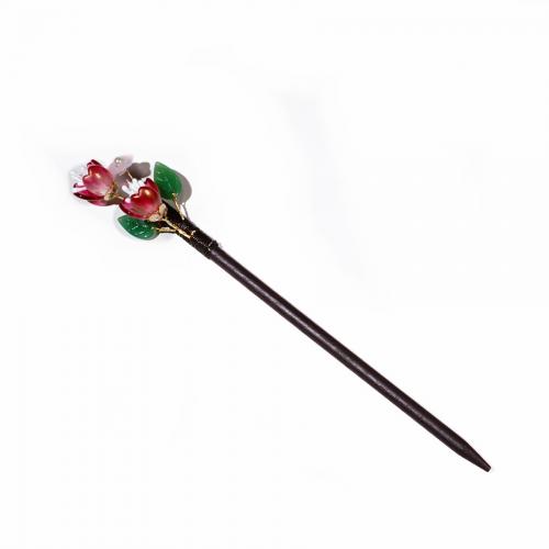 Hair Stick Lampwork with Wood & Zinc Alloy vintage & for woman 200mm Sold By PC