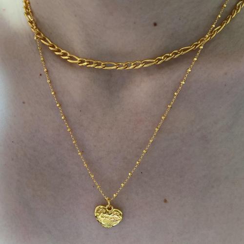 Messing Halskette, mit Titanstahl, mit Verlängerungskettchen von 5cm, Modeschmuck & für Frau, goldfarben, frei von Nickel, Blei & Kadmium, Länge:ca. 45 cm, verkauft von PC