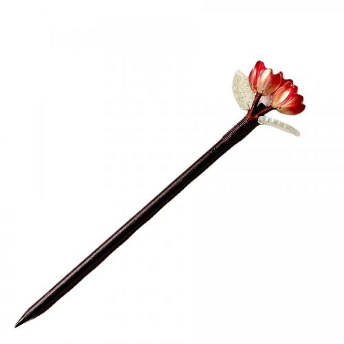 Hair Stick, Lampwork, with Wood & Tibetan Style, vintage & for woman, more colors for choice, 180mm, Sold By PC