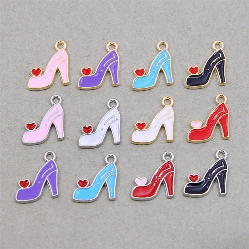 Tibetan Style Enamel Pendants, Shoes, plated, fashion jewelry & DIY, more colors for choice, nickel, lead & cadmium free, 21x16x1.40mm, Approx 100PCs/Bag, Sold By Bag