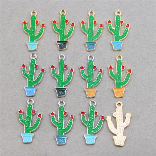 Tibetan Style Enamel Pendants, Opuntia Stricta, plated, fashion jewelry & DIY, more colors for choice, nickel, lead & cadmium free, 29x16x1.70mm, Approx 100PCs/Bag, Sold By Bag