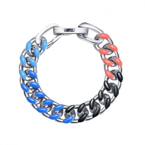 Titanium Steel Bracelet & Bangle, fashion jewelry & different length for choice & for man & enamel, more colors for choice, nickel, lead & cadmium free, 14mm, Sold By PC