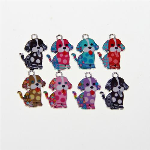 Tibetan Style Enamel Pendants, Dog, platinum color plated, fashion jewelry & DIY, more colors for choice, nickel, lead & cadmium free, 20x16x3mm, Approx 100PCs/Bag, Sold By Bag