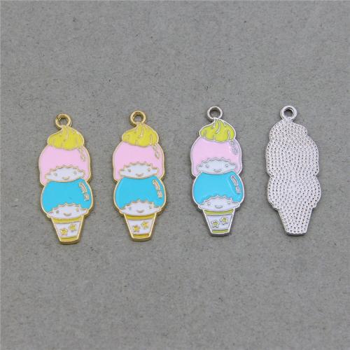 Tibetan Style Enamel Pendants, Ice Cream, plated, fashion jewelry & DIY, more colors for choice, nickel, lead & cadmium free, 33x12x1.30mm, Approx 100PCs/Bag, Sold By Bag