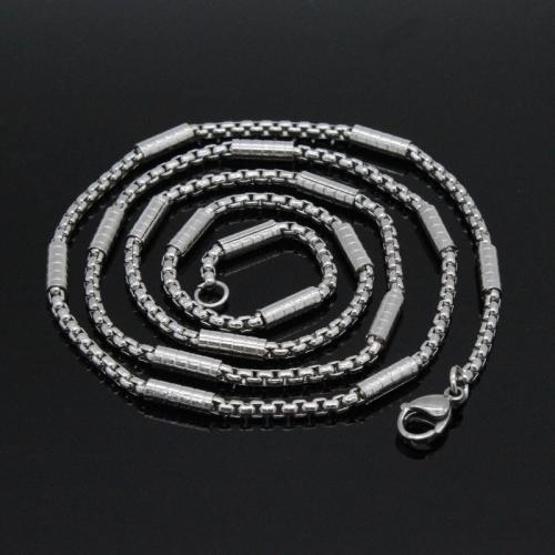 Stainless Steel Chain Necklace, 316L Stainless Steel, polished, fashion jewelry & Unisex, original color, nickel, lead & cadmium free, 2.40mm, Length:Approx 60 cm, Sold By PC